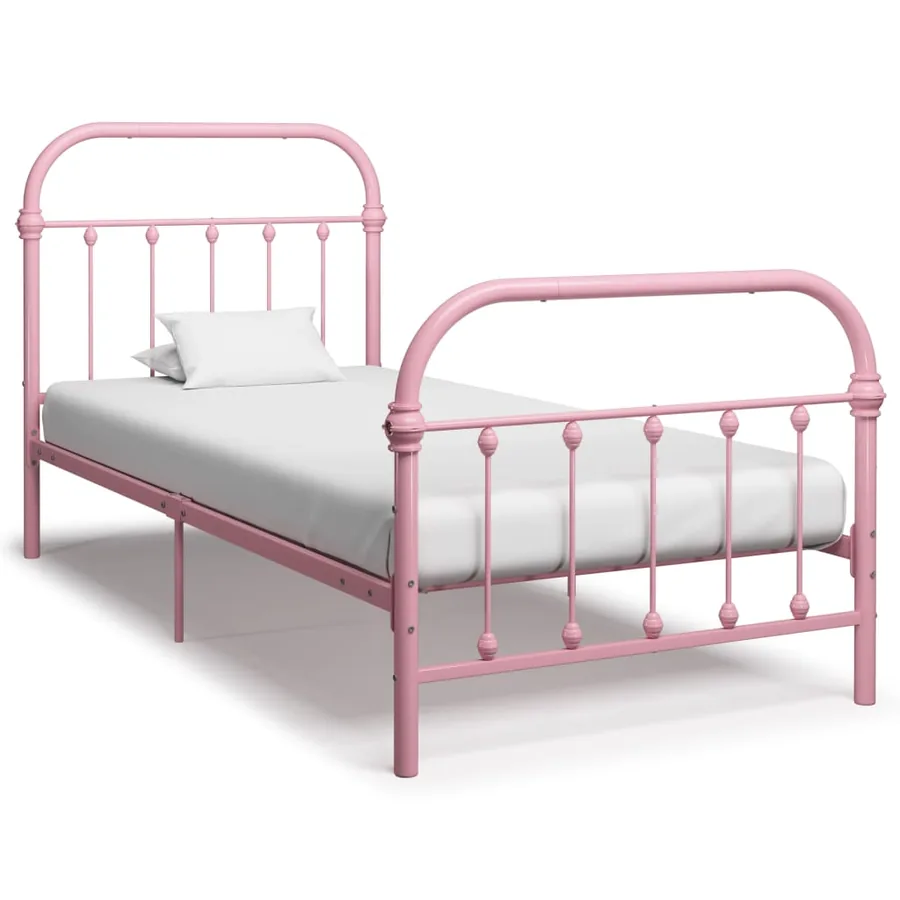 Cadre de lit sans matelas rose métal 100x200 cm