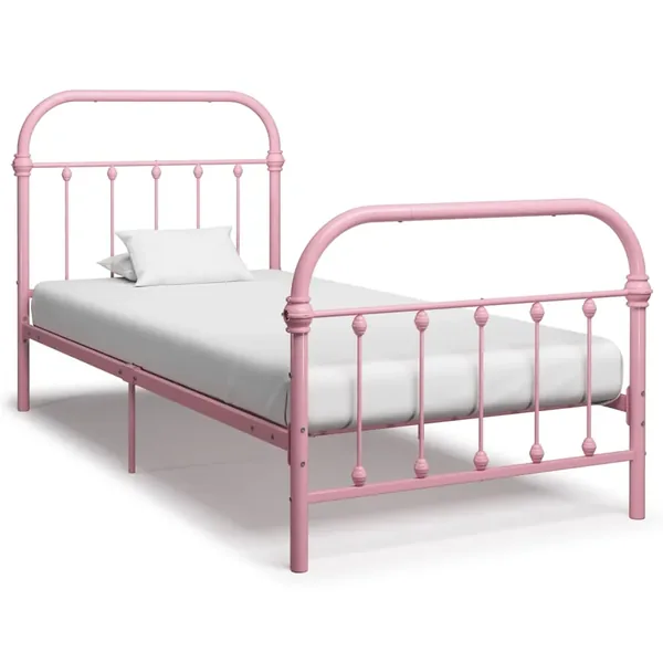 Cadre de lit sans matelas rose métal 100x200 cm