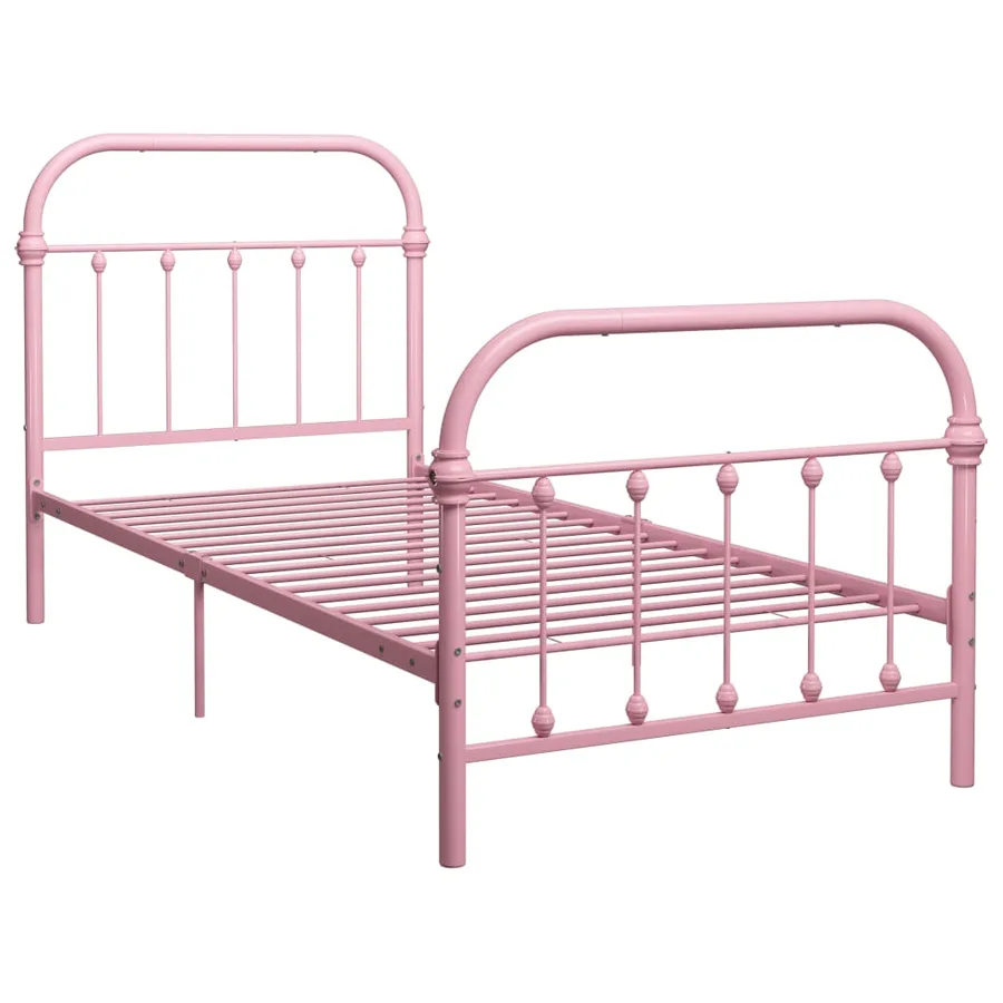 Cadre de lit sans matelas rose métal 100x200 cm - 2