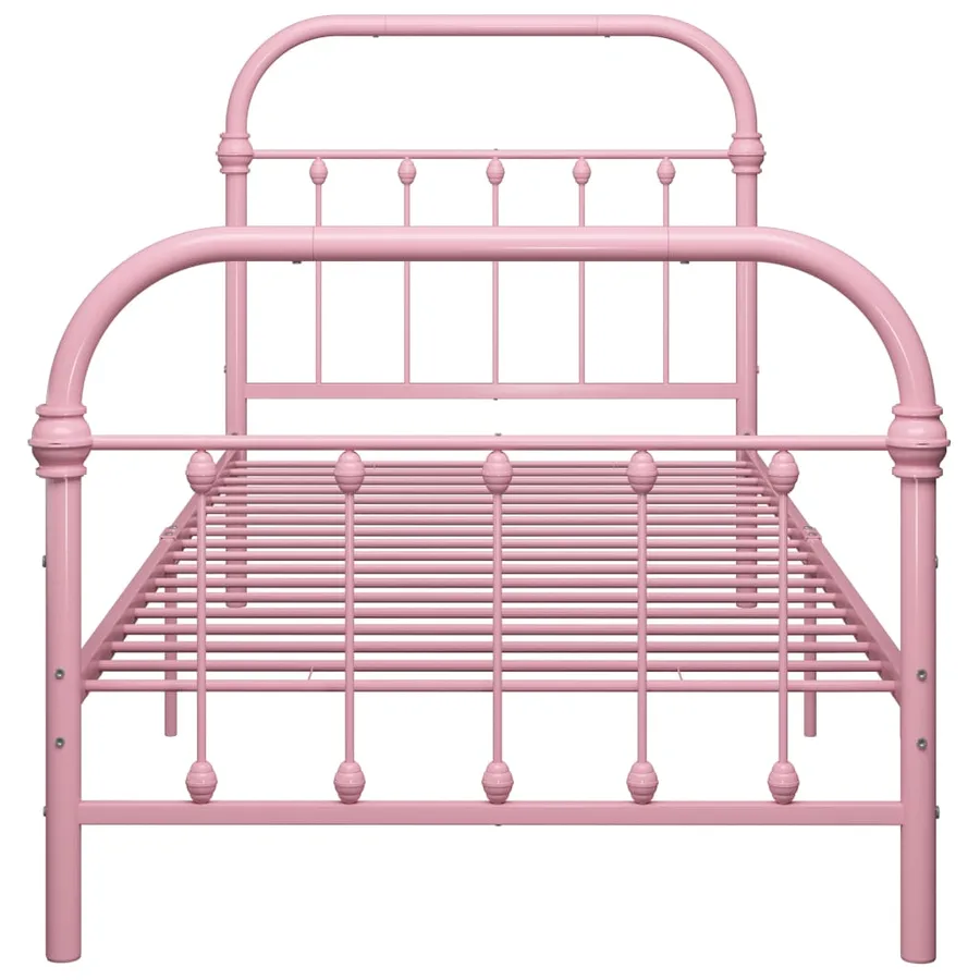 Cadre de lit sans matelas rose métal 100x200 cm - 4