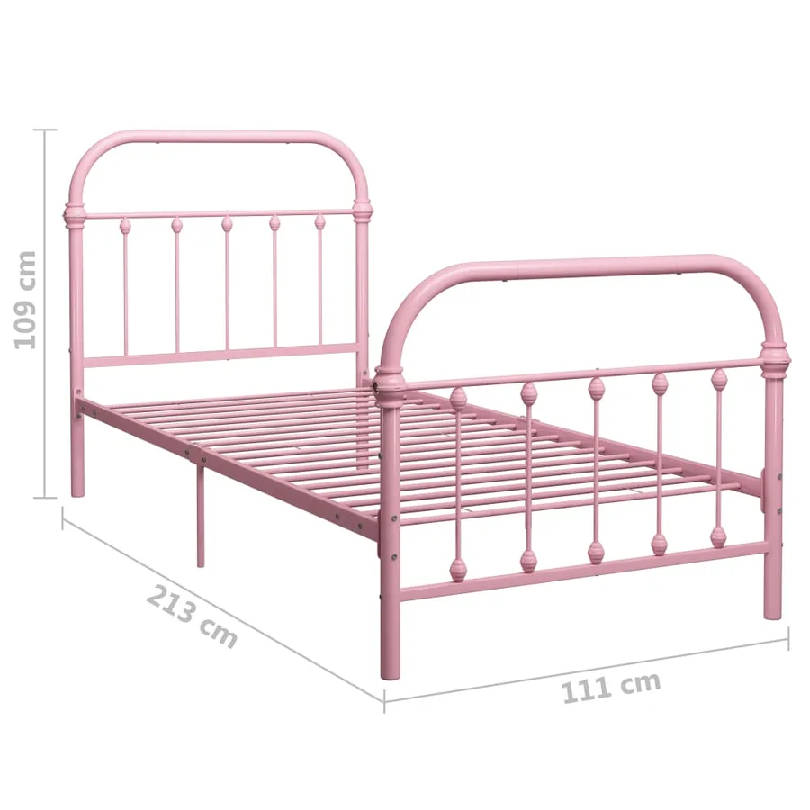 Cadre de lit sans matelas rose métal 100x200 cm - 6