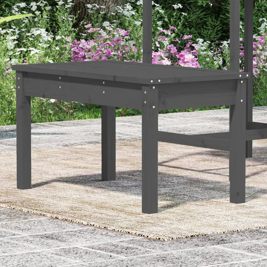 Banc de jardin gris 80x44x45 cm bois massif de pin - 3