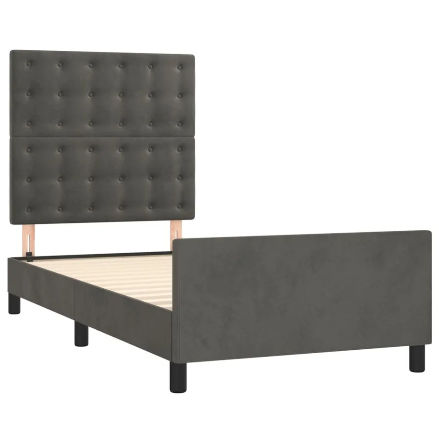 Cadre de lit sans matelas gris foncé 90x200 cm velours - 4