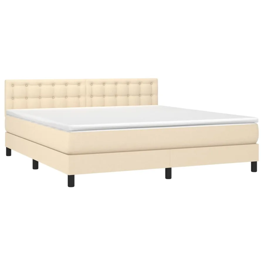 Sommier à lattes de lit avec matelas Crème 180x200 cm Tissu - 3