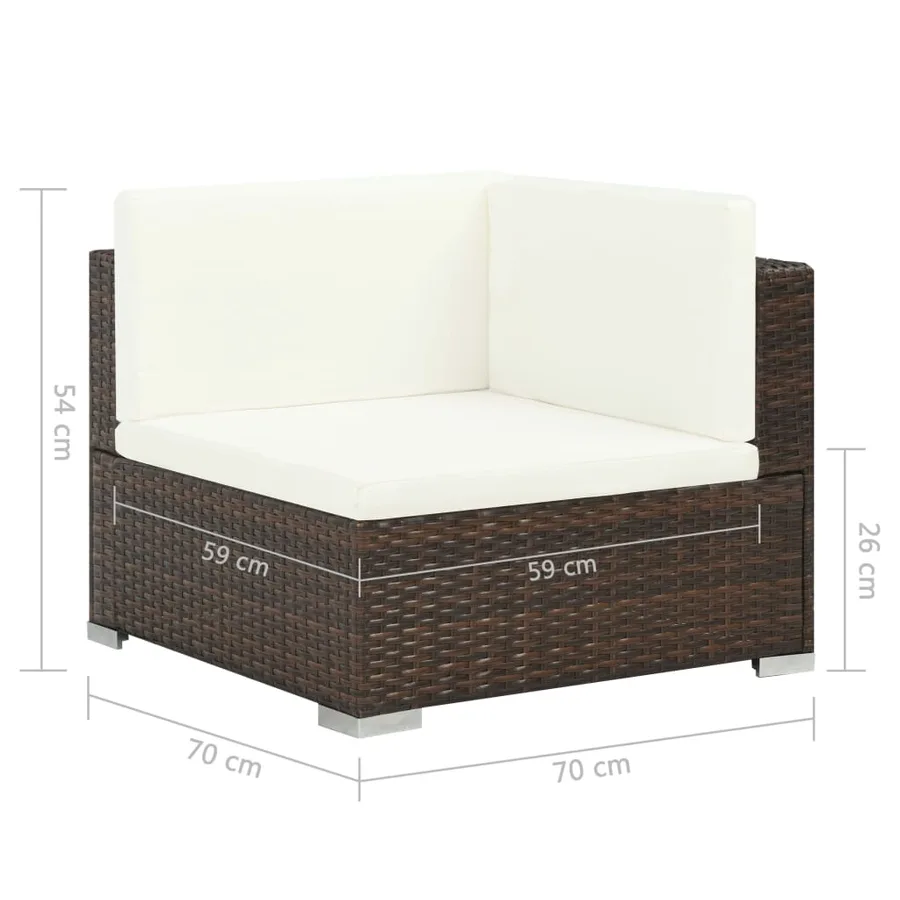 Salon de jardin 7 pcs avec coussins Résine tressée Marron - 6