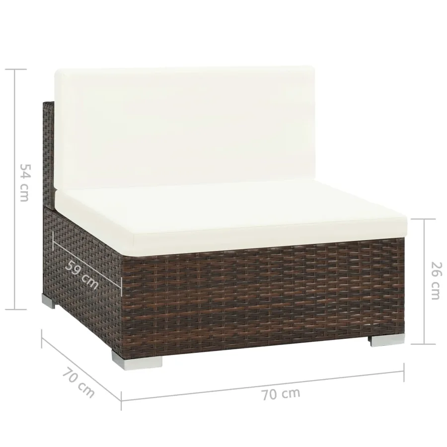 Salon de jardin 7 pcs avec coussins Résine tressée Marron - 7