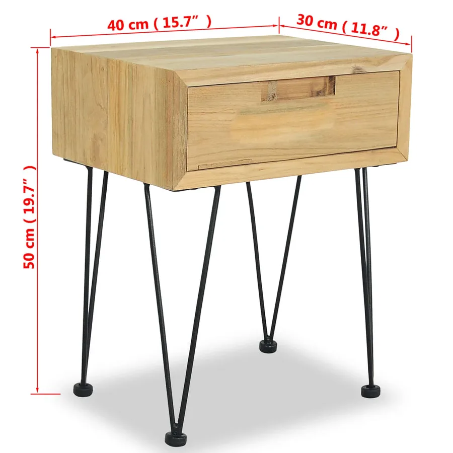 Table de chevet 40x30x50 cm Teck - 9
