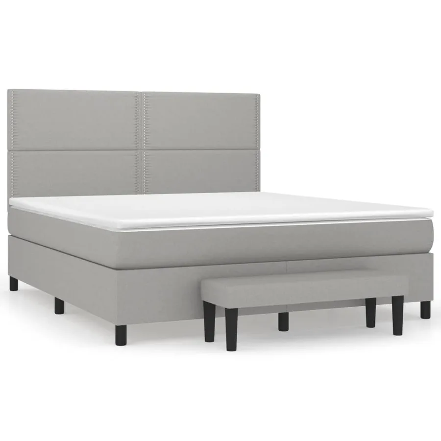 Sommier à lattes de lit avec matelas Gris clair 180x200cm Tissu - 2