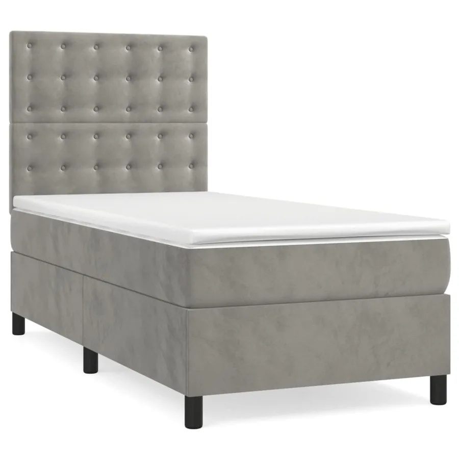 Sommier à lattes de lit et matelas Gris clair 90x190 cm Velours - 2