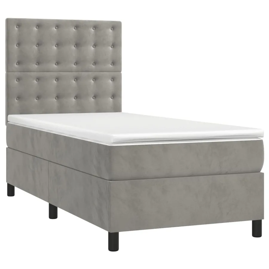 Sommier à lattes de lit et matelas Gris clair 90x190 cm Velours - 3