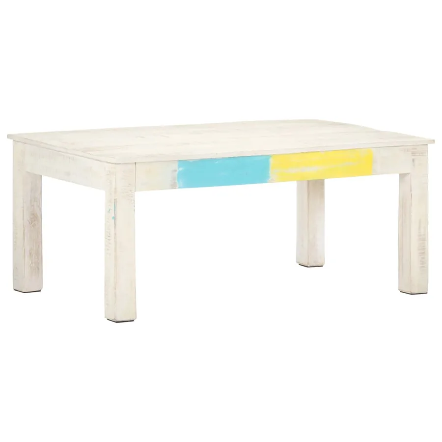 Table basse Blanc 110x60x45 cm Bois de manguier massif - 10