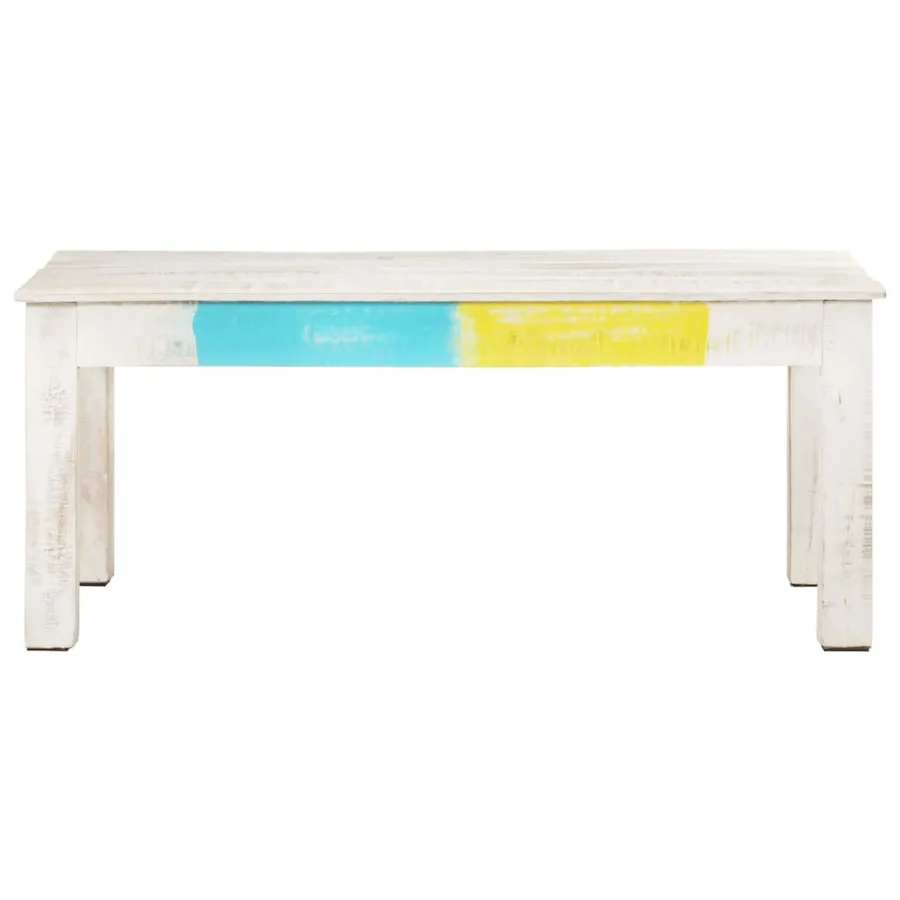 Table basse Blanc 110x60x45 cm Bois de manguier massif - 2