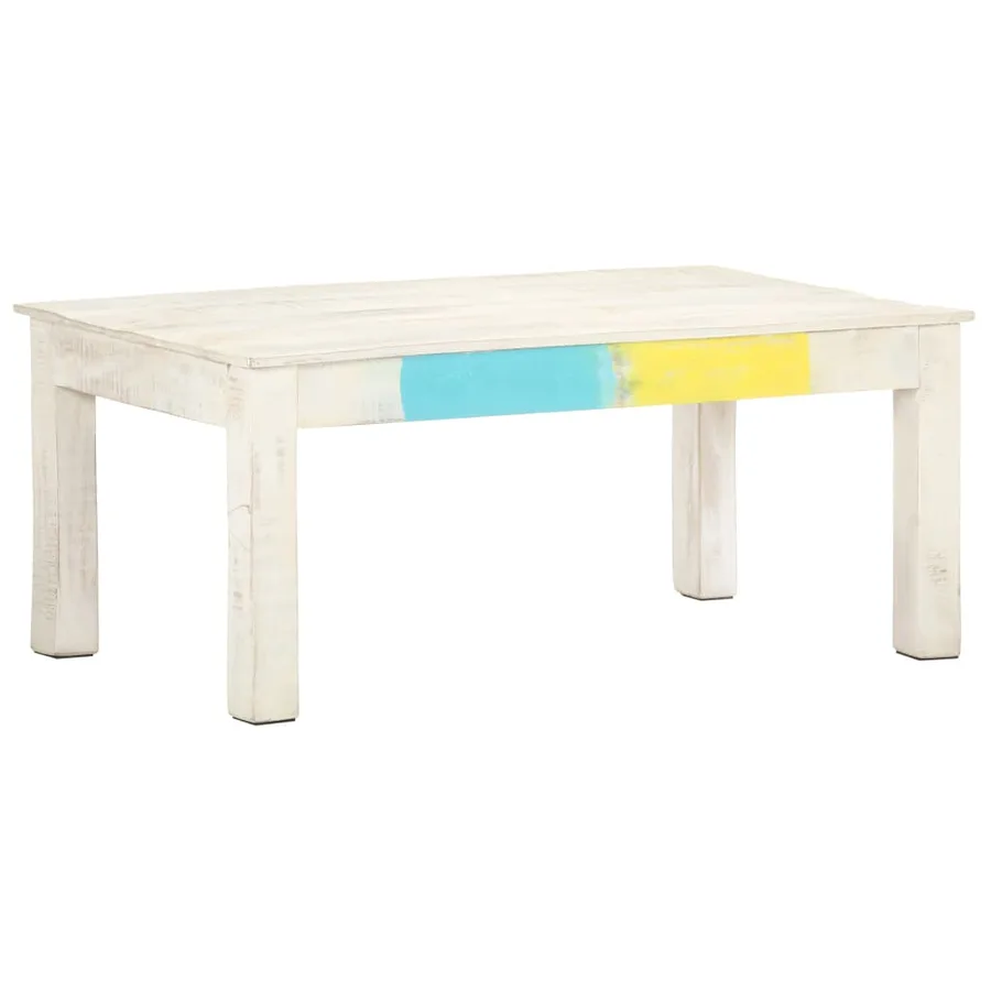 Table basse Blanc 110x60x45 cm Bois de manguier massif - 8