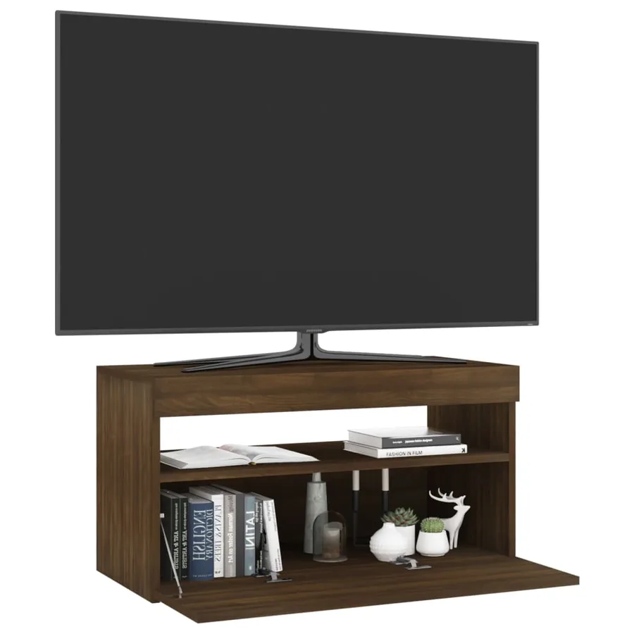 Meuble TV avec lumières LED Chêne marron 75x35x40 cm - 14