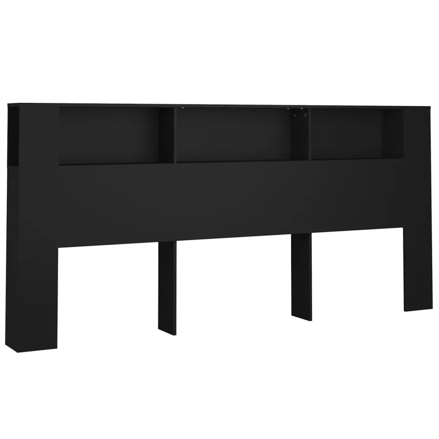 Armoire de tête de lit Noir 220x18,5x104,5 cm - 2
