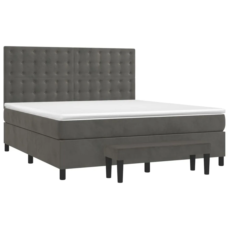 Sommier à lattes de lit et matelas Gris foncé 180x200cm Velours - 2