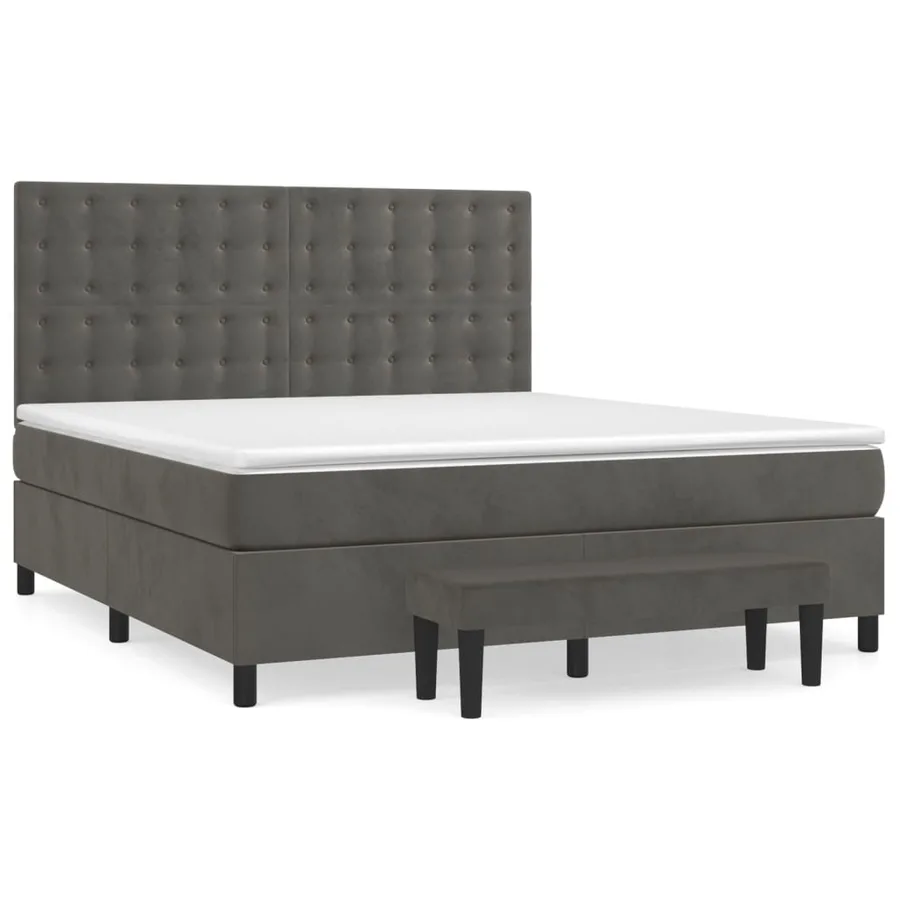 Sommier à lattes de lit et matelas Gris foncé 180x200cm Velours - 3