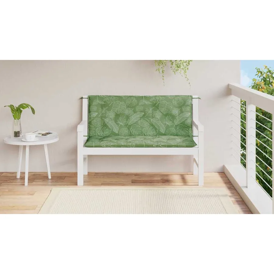 Coussins de banc de jardin lot de 2 motif de feuilles tissu - 3