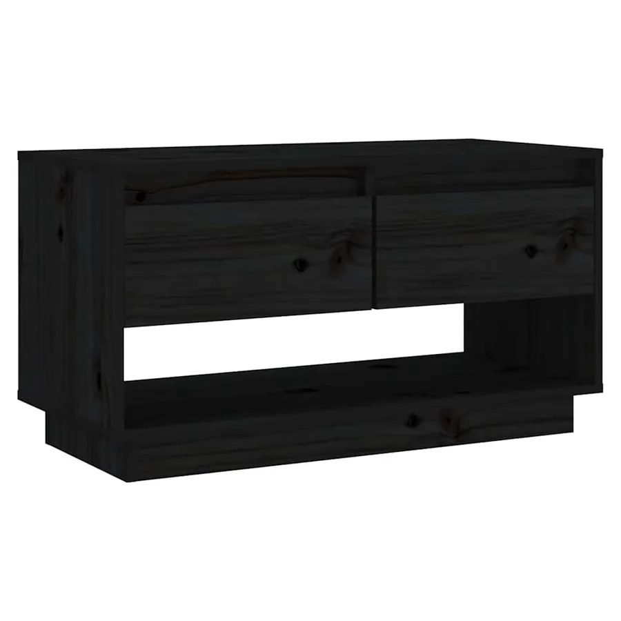 Meuble TV Noir 74x34x40 cm Bois de pin massif - 2