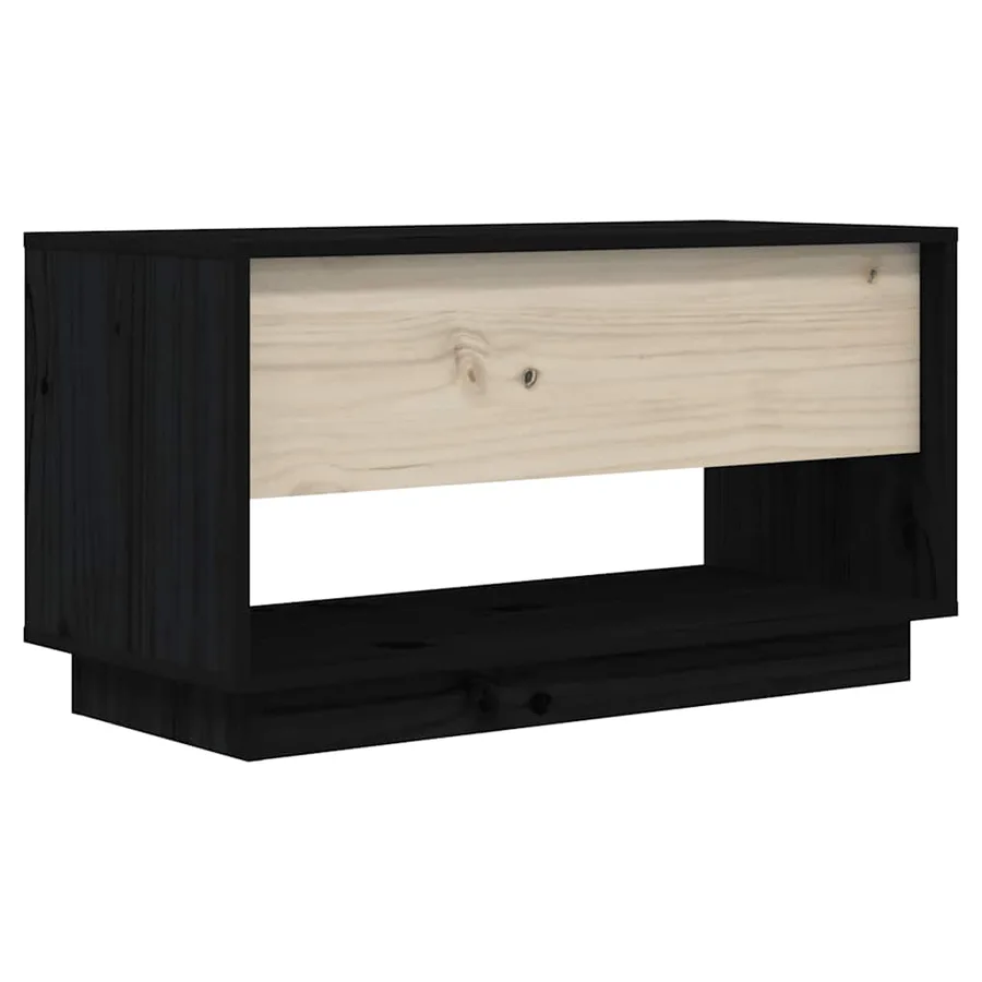 Meuble TV Noir 74x34x40 cm Bois de pin massif - 6