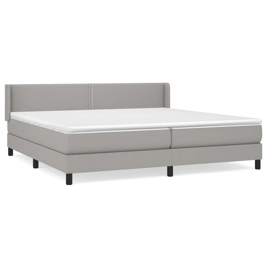 Sommier à lattes de lit avec matelas Gris clair 200x200cm Tissu - 2