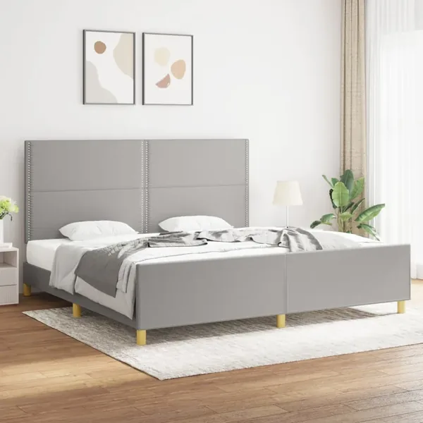 Cadre de lit sans matelas gris clair 200x200 cm tissu