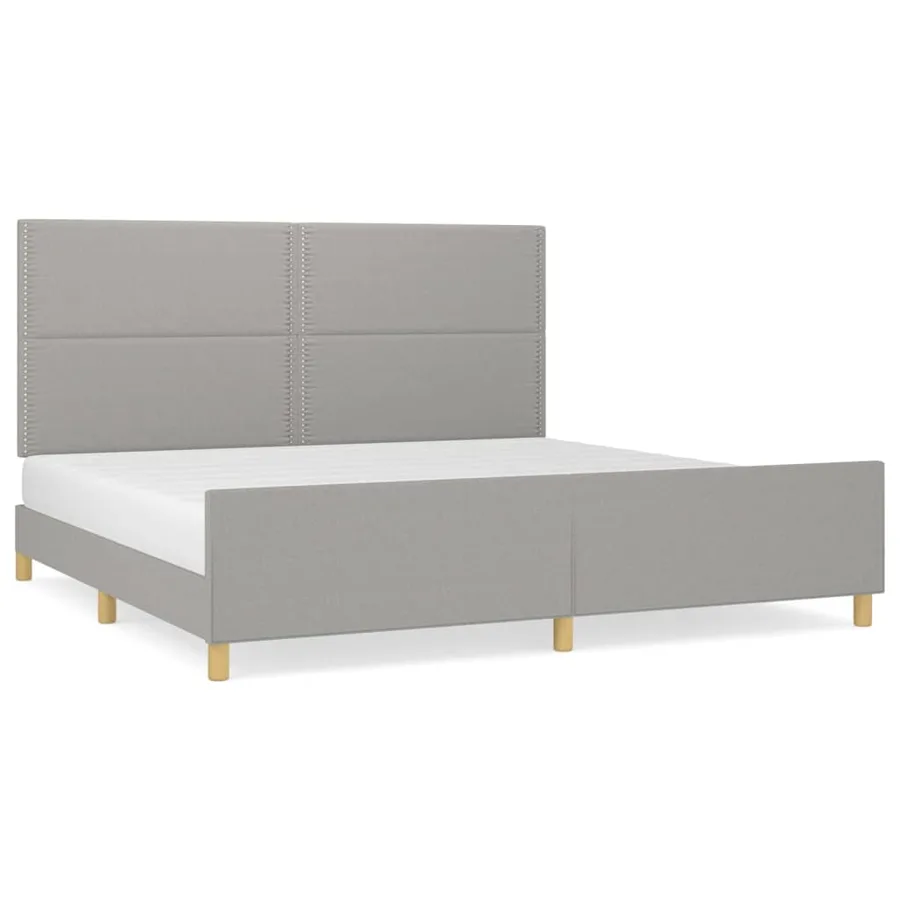 Cadre de lit sans matelas gris clair 200x200 cm tissu - 2