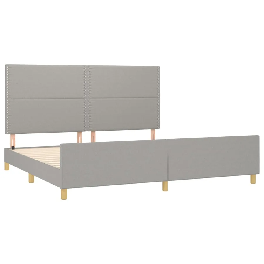 Cadre de lit sans matelas gris clair 200x200 cm tissu - 4