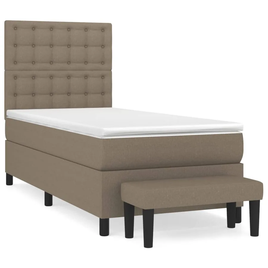 Sommier à lattes de lit avec matelas Taupe 90x200 cm Tissu - 2