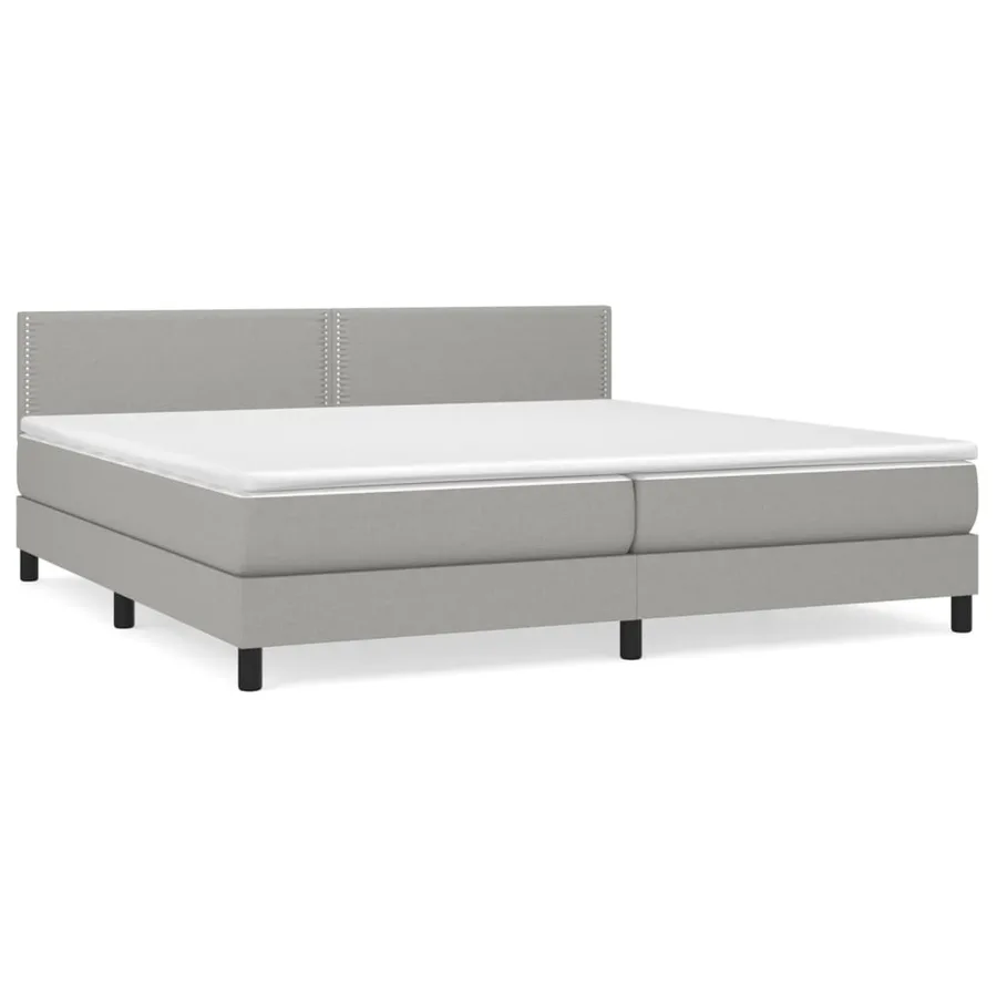 Sommier à lattes de lit avec matelas Gris clair 200x200cm Tissu - 2