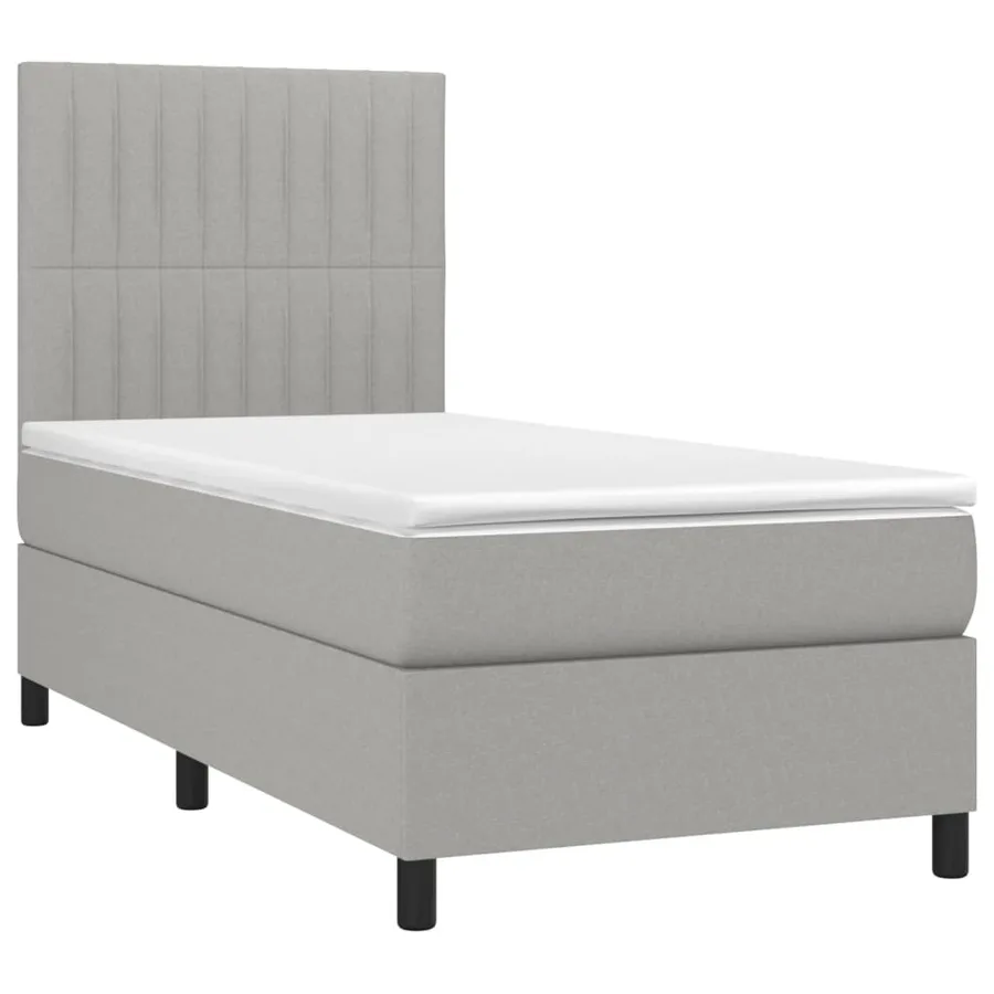 Sommier à lattes de lit avec matelas et LED Gris clair 90x190cm - 3