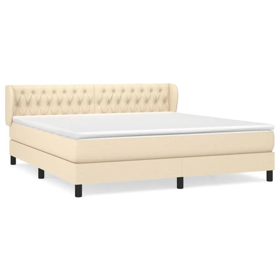 Sommier à lattes de lit avec matelas Crème 180x200 cm Tissu - 2