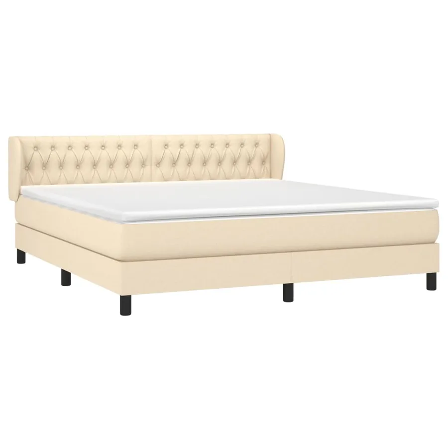 Sommier à lattes de lit avec matelas Crème 180x200 cm Tissu - 3