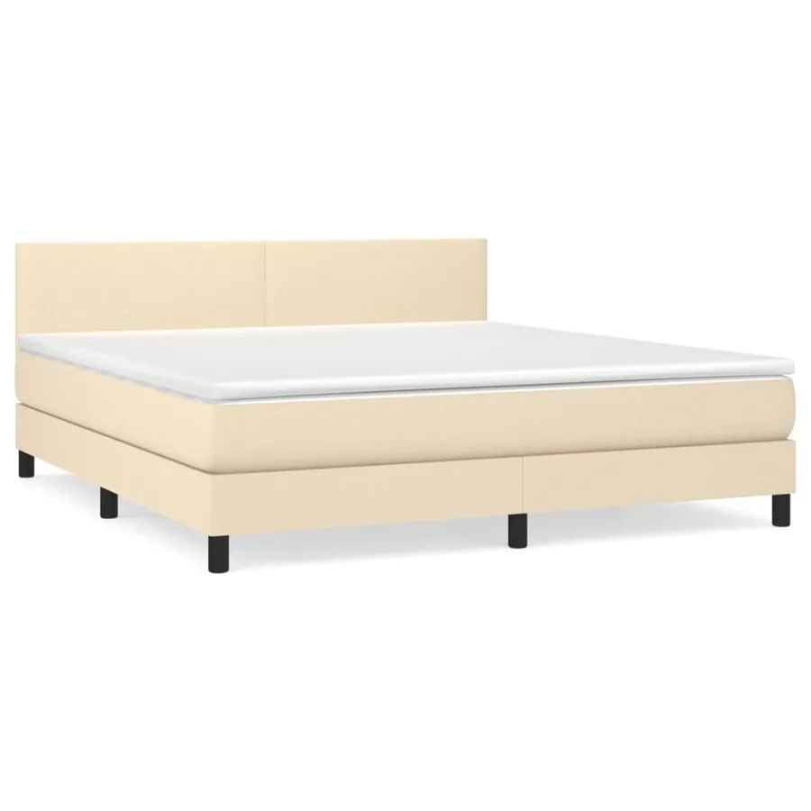 Sommier à lattes de lit avec matelas Crème 180x200 cm Tissu - 2