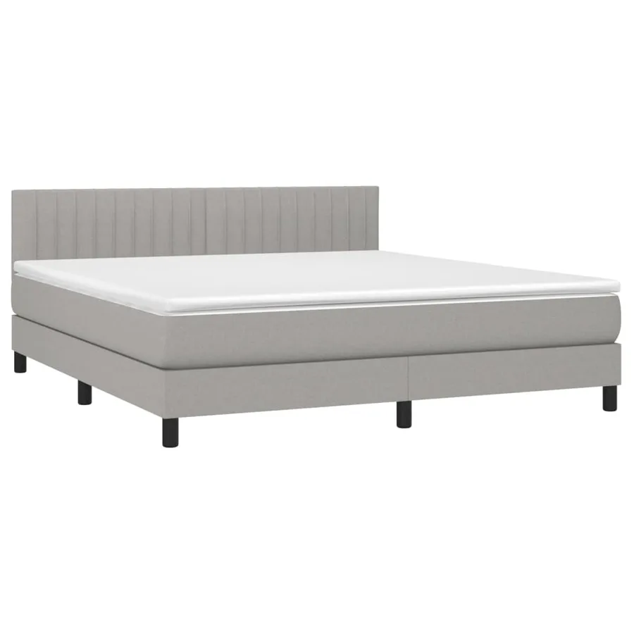 Sommier à lattes de lit et matelas et LED Gris clair 180x200 cm - 3