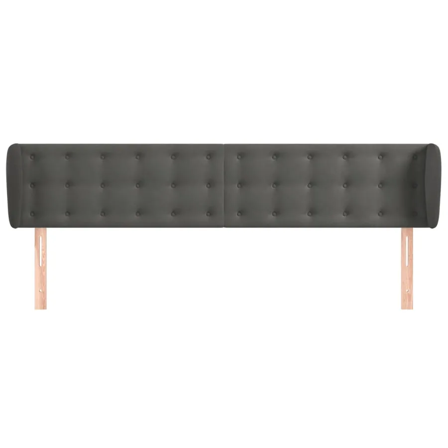 Tête de lit avec oreilles Gris foncé 183x23x78/88 cm Velours - 3