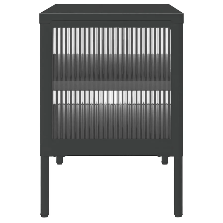 Meuble TV noir 105x35x50 cm verre et acier - 6