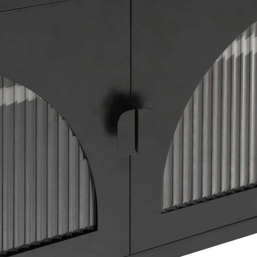 Meuble TV noir 105x35x50 cm verre et acier - 9