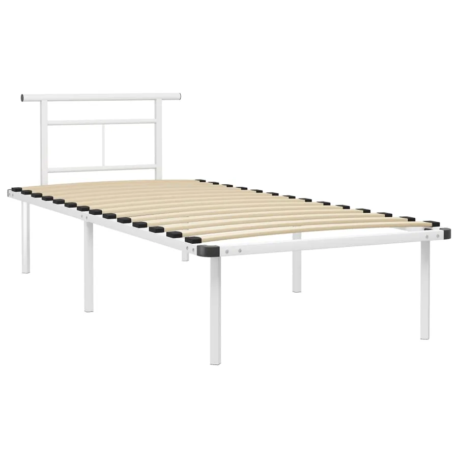 Cadre de lit sans matelas blanc métal 90x200 cm - 2