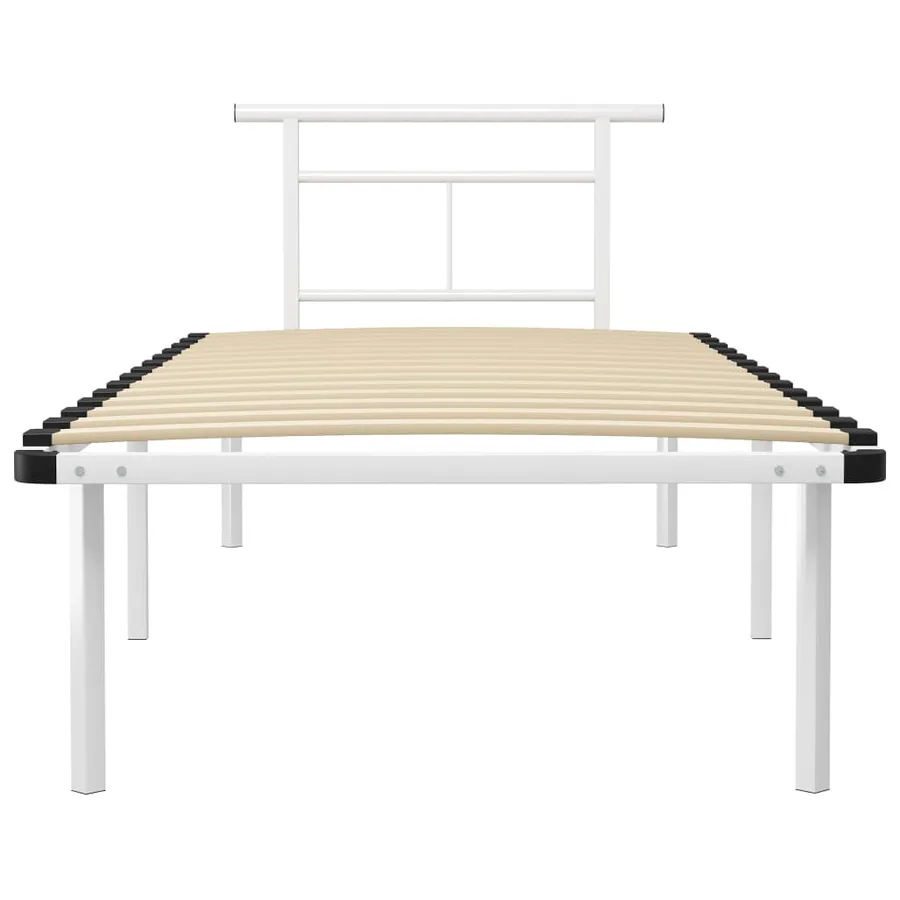 Cadre de lit sans matelas blanc métal 90x200 cm - 3
