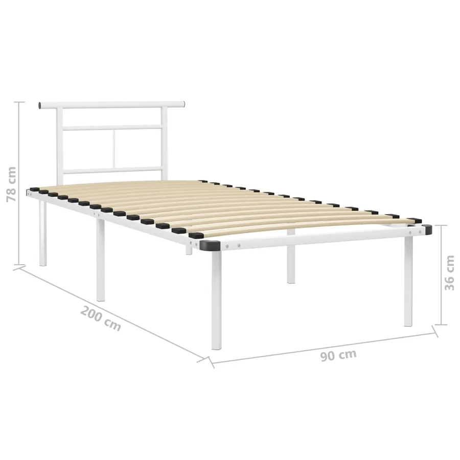 Cadre de lit sans matelas blanc métal 90x200 cm - 6