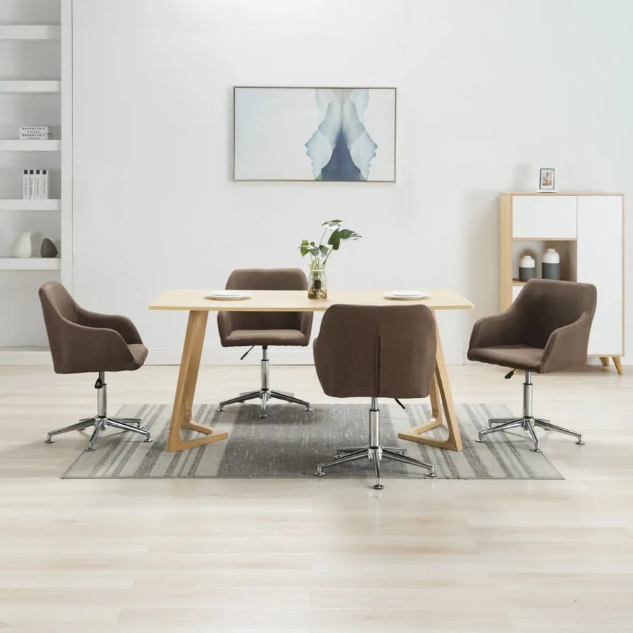 Chaises pivotantes à manger lot de 4 marron tissu