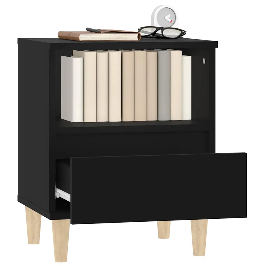 Table de chevet Noir 40x35x50 cm - 5