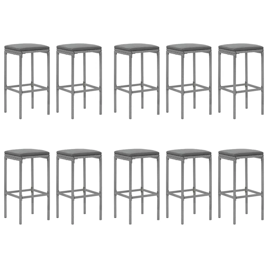 Ensemble de bar de jardin 11 pcs avec coussins gris poly rotin - 4