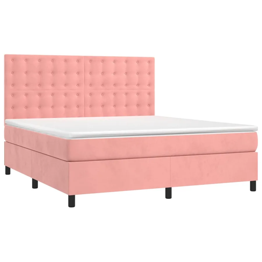 Sommier à lattes de lit avec matelas Rose 180x200 cm Velours - 3