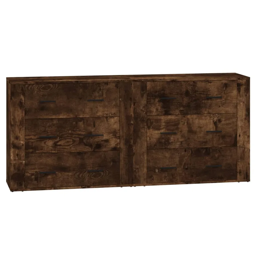 Buffets 2 pcs chêne fumé bois d'ingénierie - 2