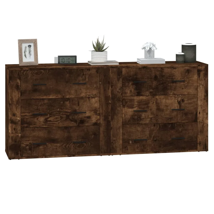 Buffets 2 pcs chêne fumé bois d'ingénierie - 4