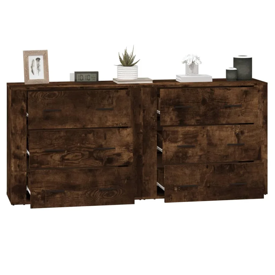 Buffets 2 pcs chêne fumé bois d'ingénierie - 5