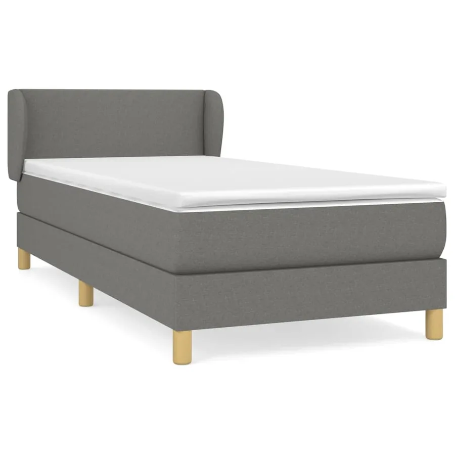 Sommier à lattes de lit avec matelas Gris foncé 90x200 cm Tissu - 2