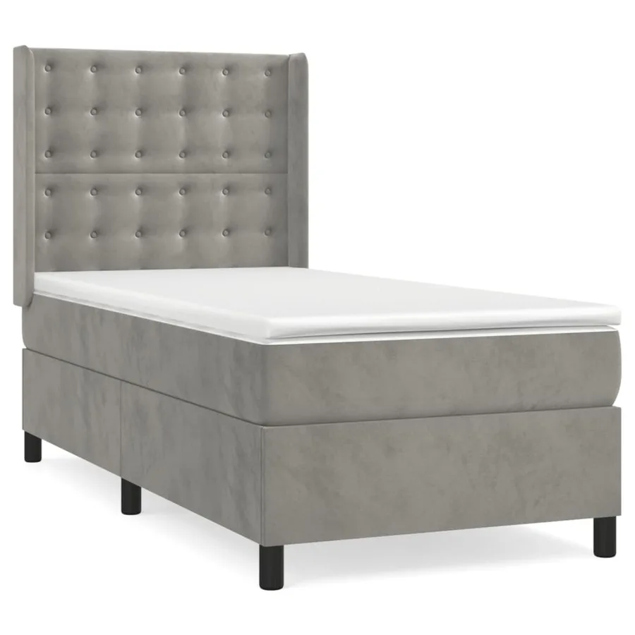 Sommier à lattes de lit et matelas Gris clair 90x190 cm Velours - 2